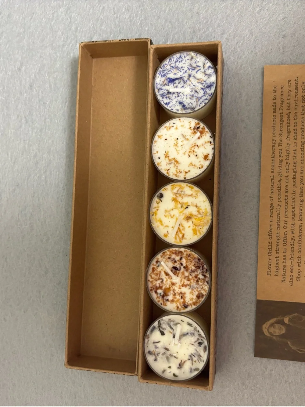 Flower Child 5 Ct Soy Tealights Handmade In United with Organic Essential Oils!